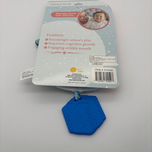 Sunny Days Snowman Baby Toddler Teether & Crinkle Book Multi Textures NEW - Picture 7 of 7